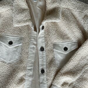 Cream Sherpa Jacket with Button Details